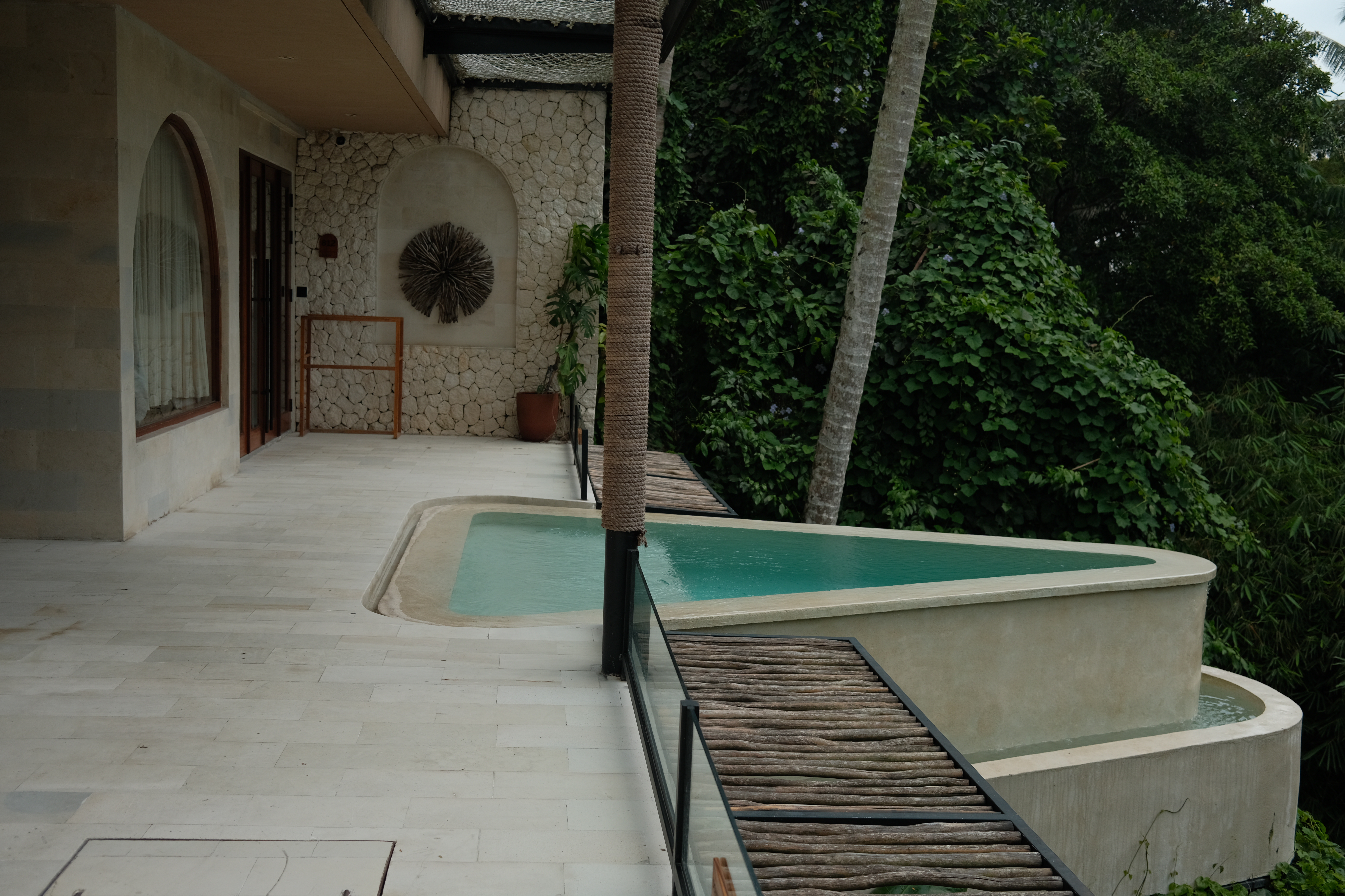 Pool and tropical hotel scene